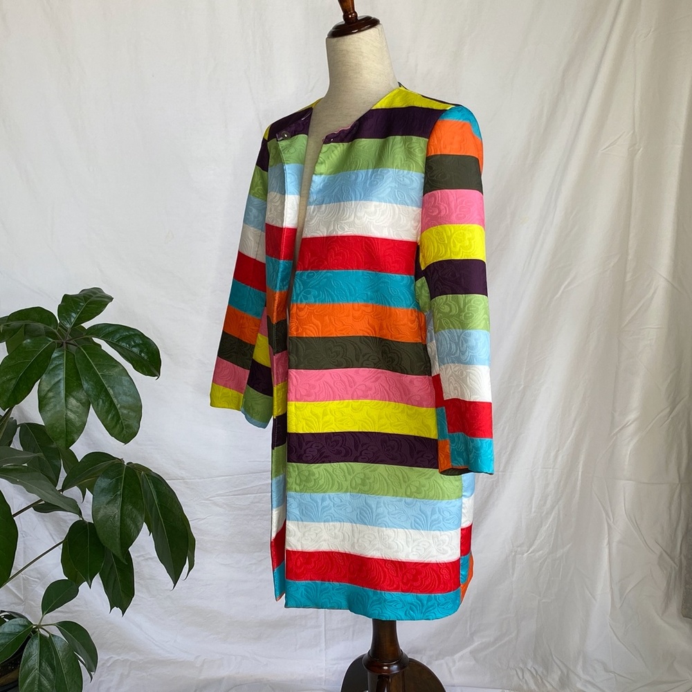 Modáh Italy Rainbow Brocade Stripe Jacket topper
